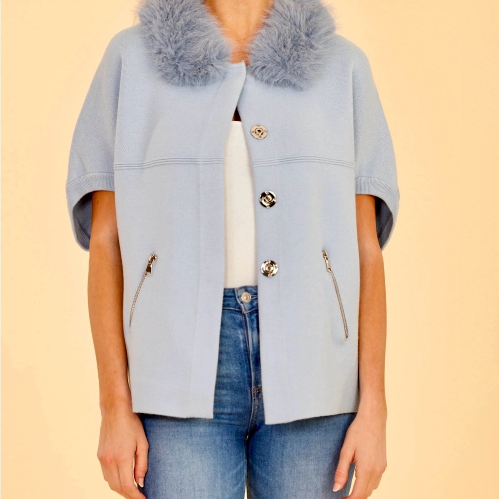 Dolce Cabo Faux Fur Short Sleeve Cardigan